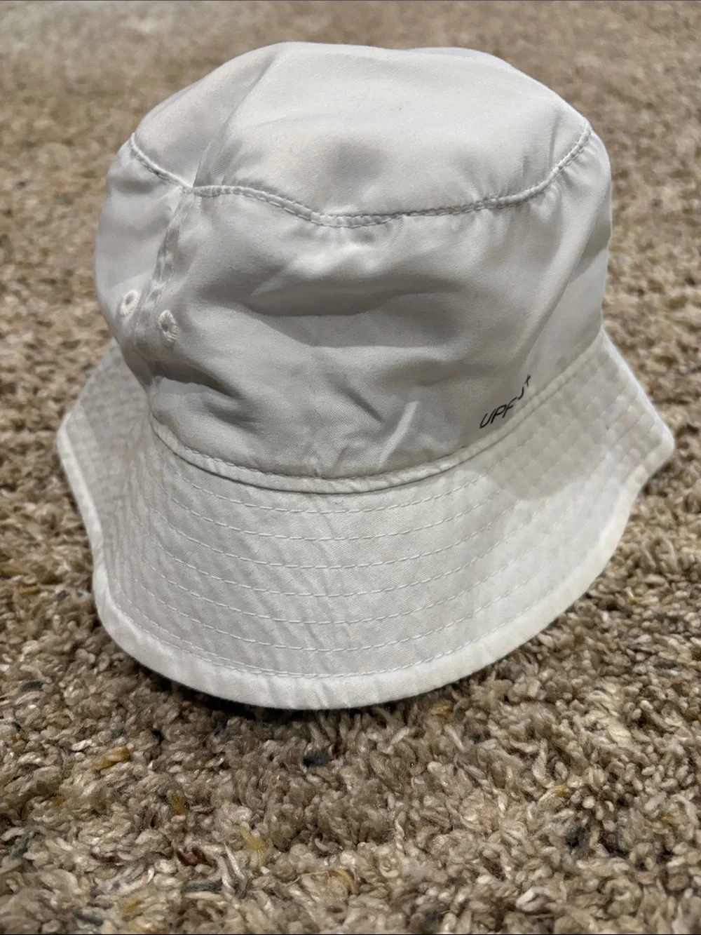 Nike White Bucket Hat with Black Swoosh Logo